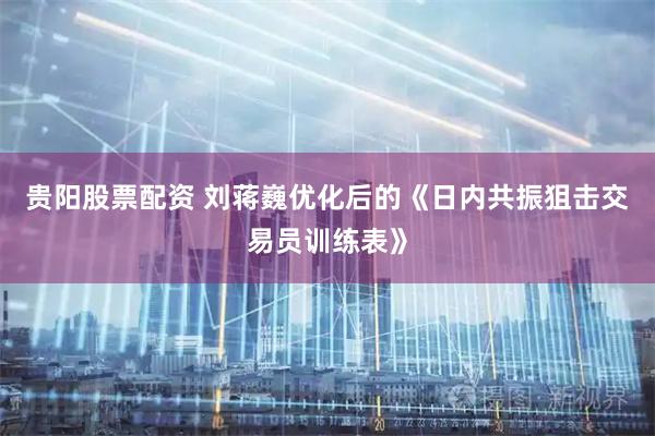 贵阳股票配资 刘蒋巍优化后的《日内共振狙击交易员训练表》